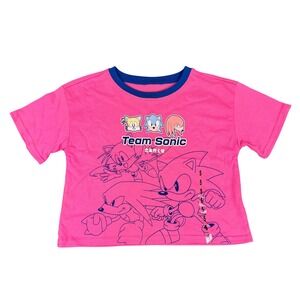 Sonic the Hedgehog Graphic T-Shirt Kids Size 5 Pink Team Sonic Tails Knuckles